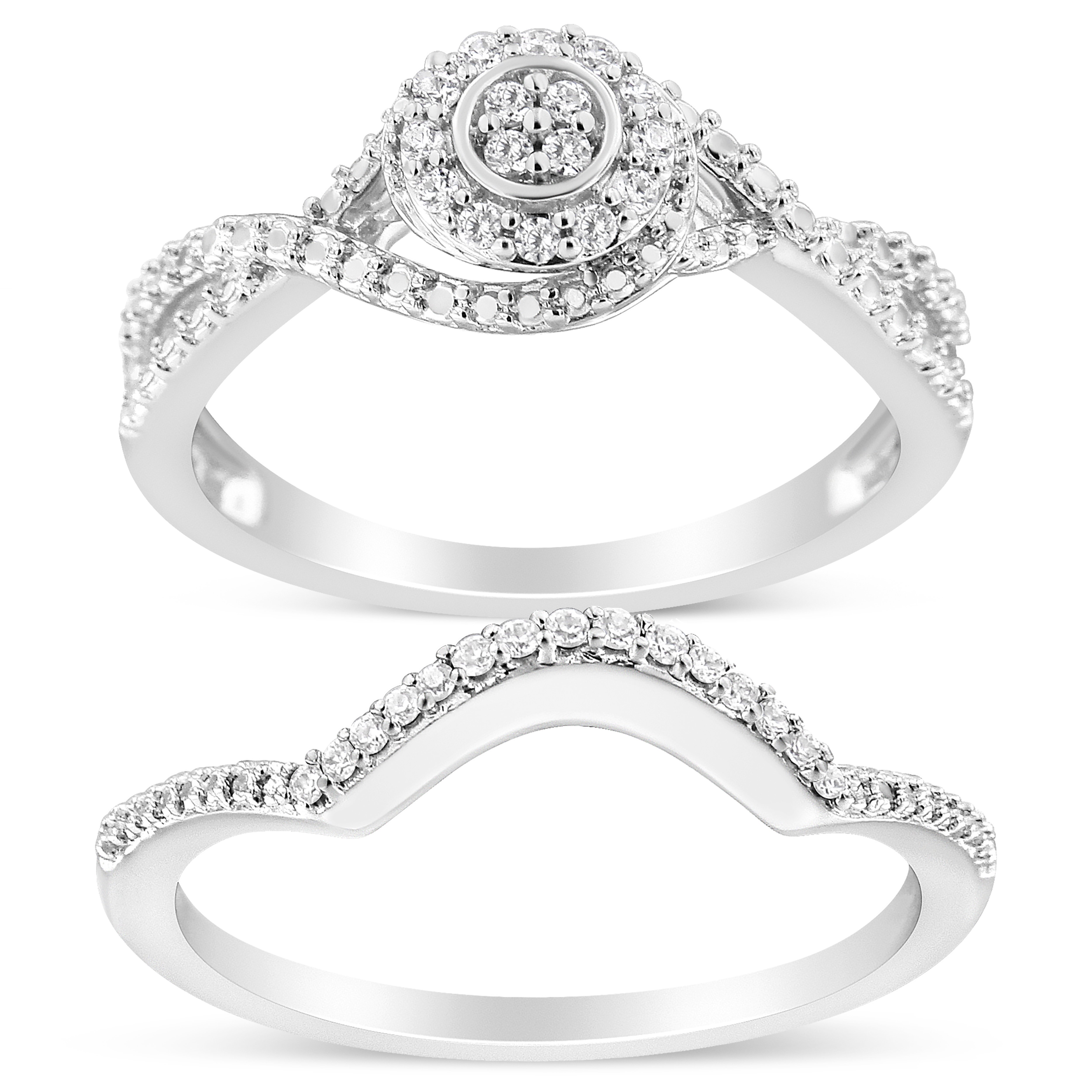 .925 Sterling Silver 1/6 Cttw Diamond Composite Halo And Split Shank Bridal